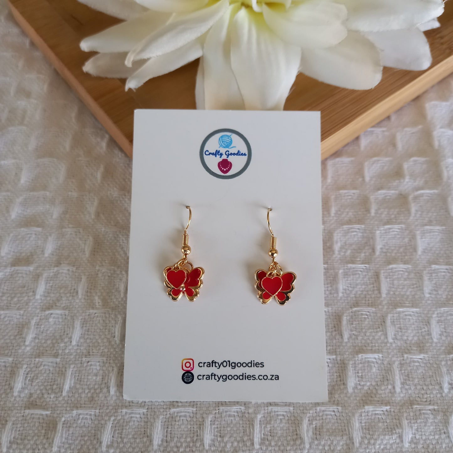 Butterfly & Heart Charms Earrings