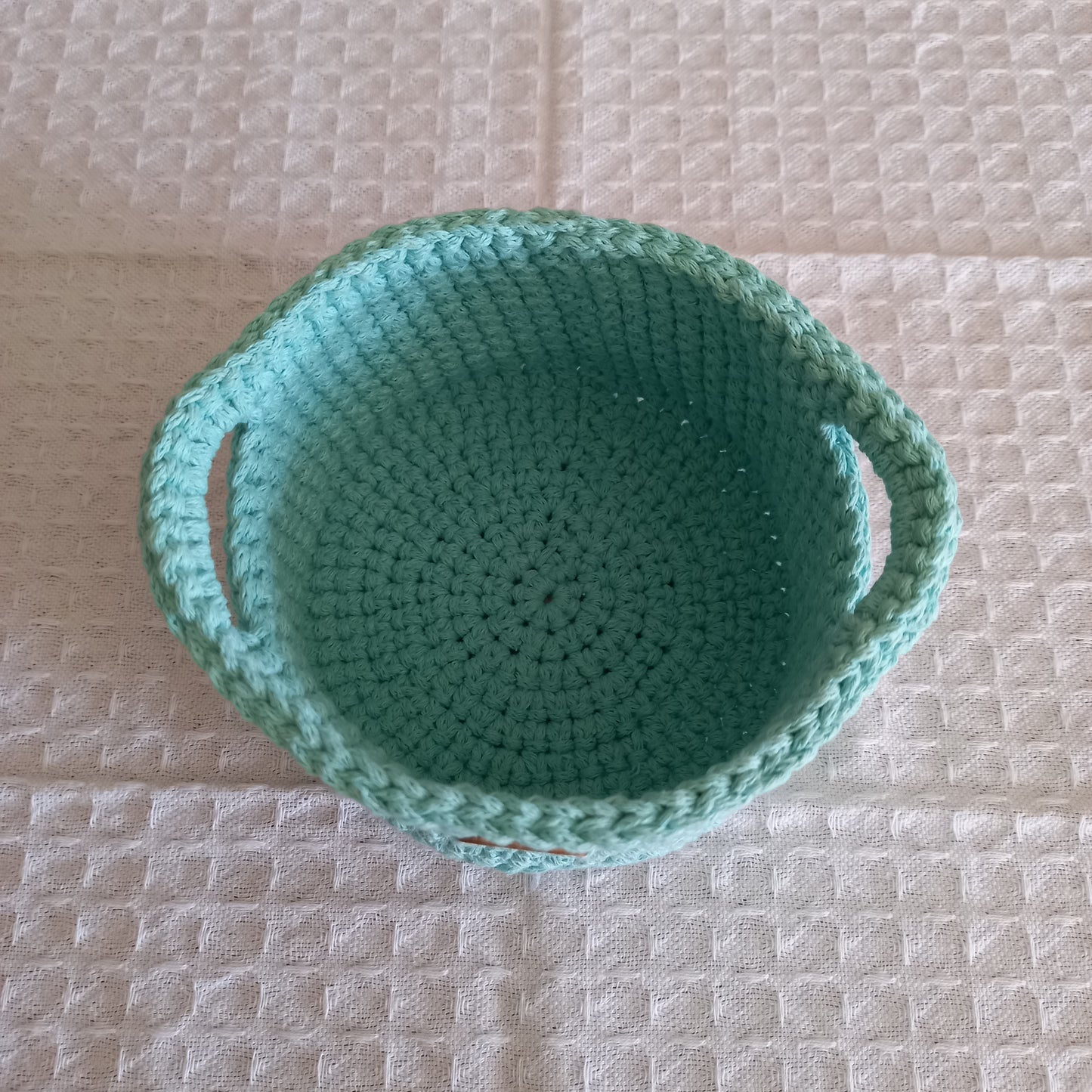 100% Cotton Storage Basket with Handles, Mint - L8cm x W14cm