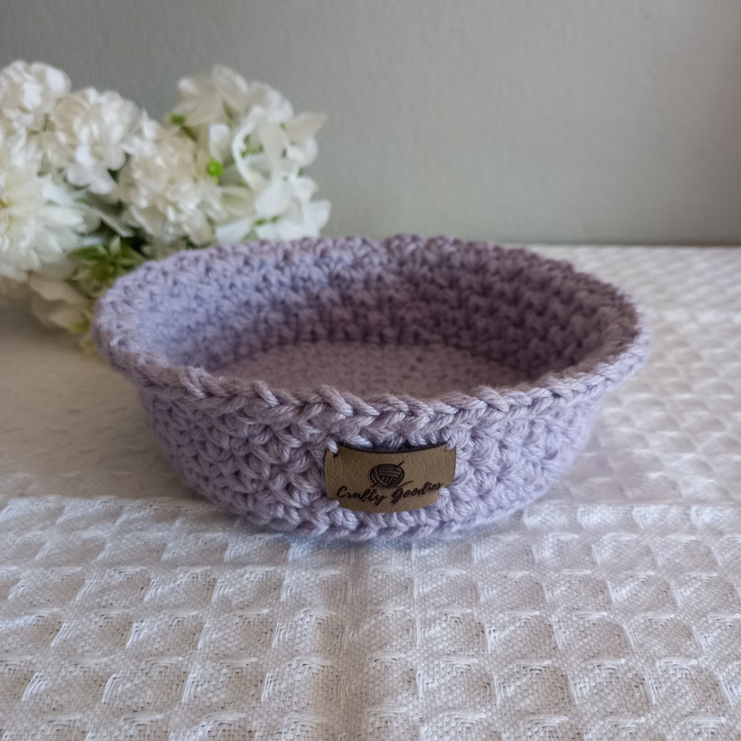 100% Cotton Handmade Round Trinket Tray - L5cm x W12.5cm