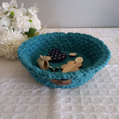 100% Cotton Handmade Round Trinket Tray - L5cm x W12.5cm