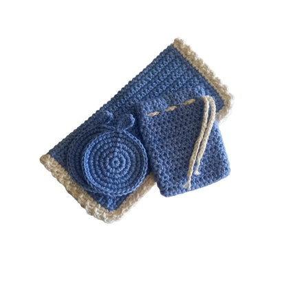 100% Eco-Cotton Bath Essentials Set - 4pcs, Eco-friendly, Reusable