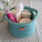 100% Cotton Storage Basket with Handles, Mint - L8cm x W14cm