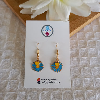 Flower & Heart Charms Earrings