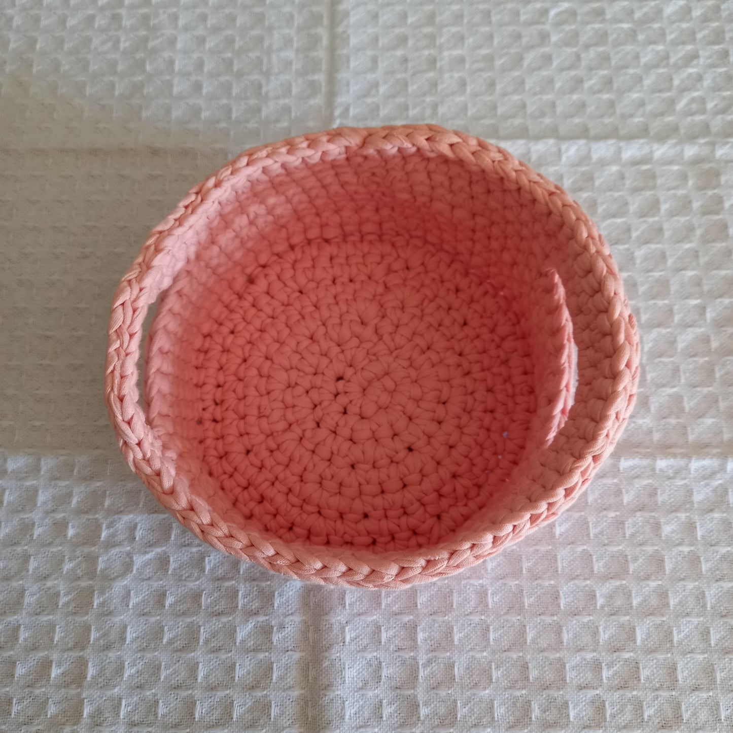 Upcycled T-shirt Yarn Storage Basket with Handles - L9cm x W 16cm