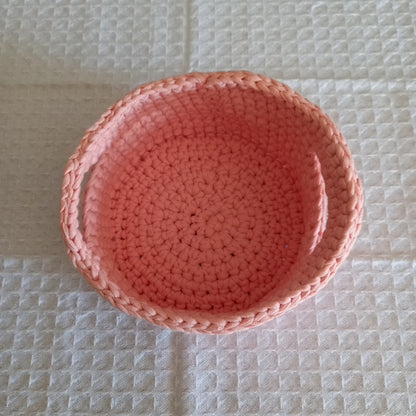 Upcycled T-shirt Yarn Storage Basket with Handles - L9cm x W 16cm