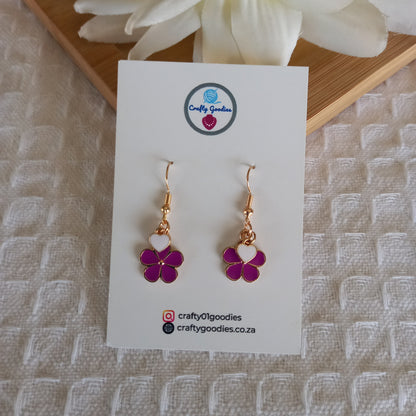 Flower & Heart Charms Earrings