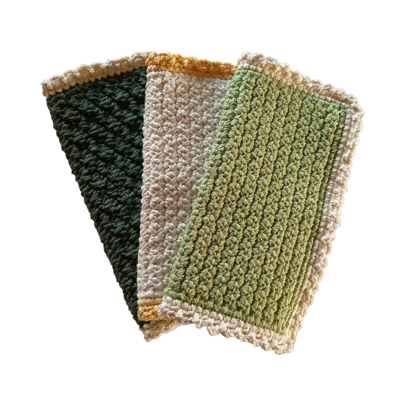 100% Eco-Cotton Washcloths Set - 2pcs, Green, Bath Linen, 23cm x 23cm