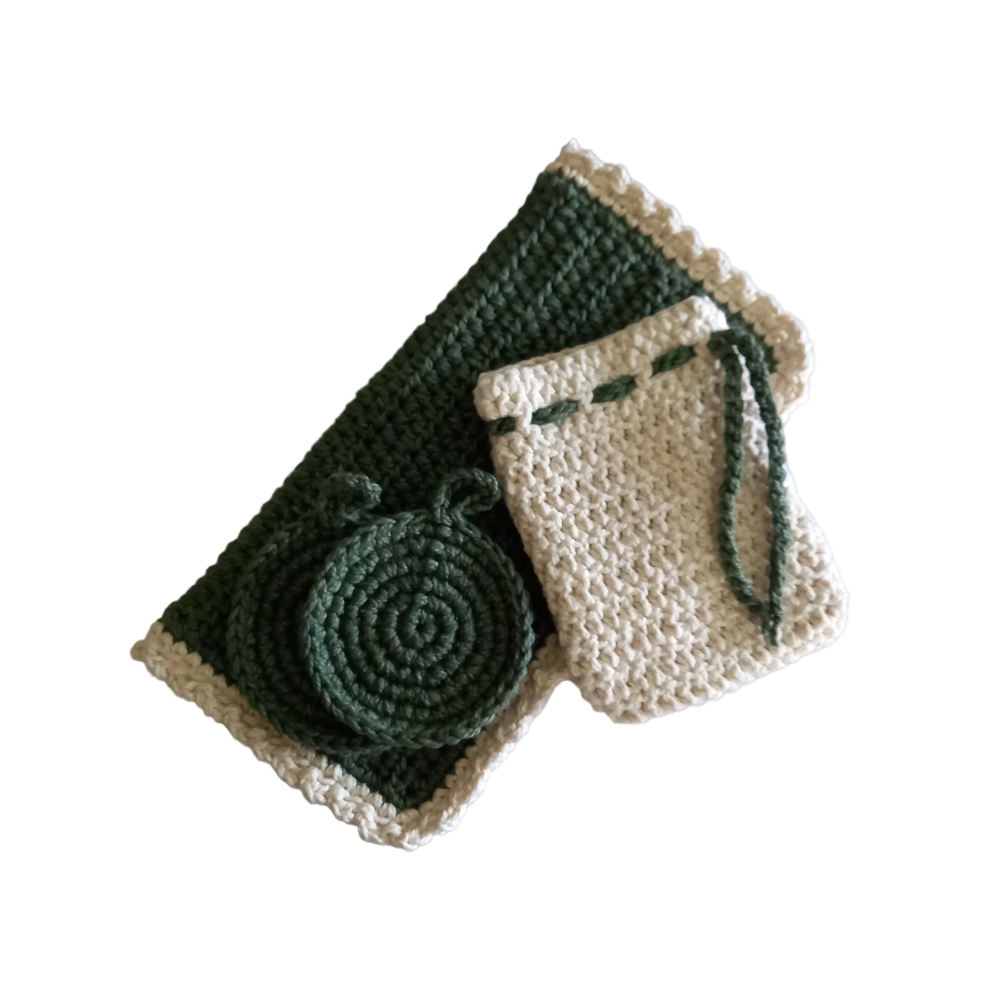100% Eco-Cotton Bath Essentials Set - 4pcs, Eco-friendly, Reusable