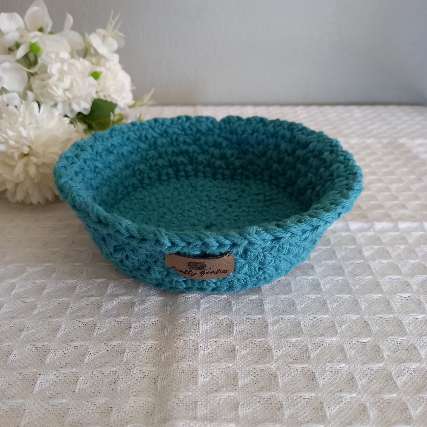 100% Cotton Handmade Round Trinket Tray - L5cm x W12.5cm