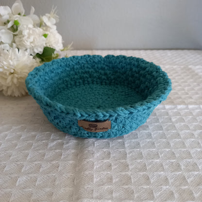 100% Cotton Handmade Round Trinket Tray - L5cm x W12.5cm