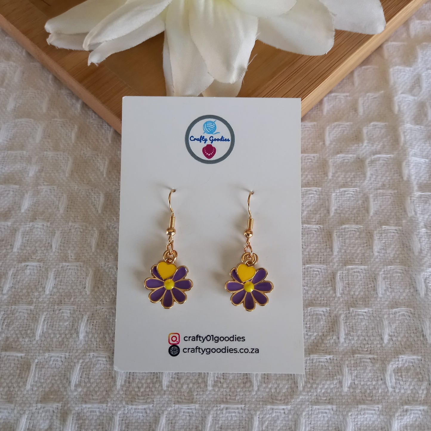 Flower & Heart Charms Earrings