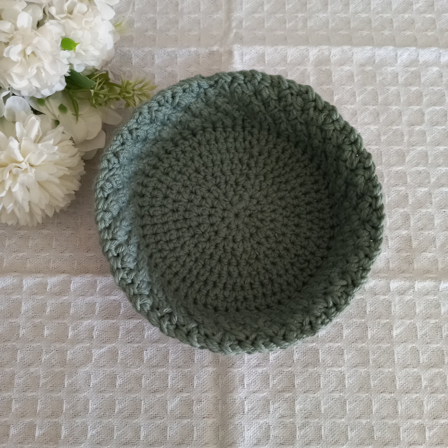 100% Cotton Handmade Round Trinket Tray - L5cm x W12.5cm