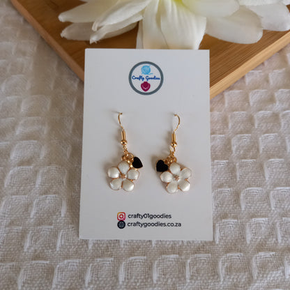 Flower & Heart Charms Earrings