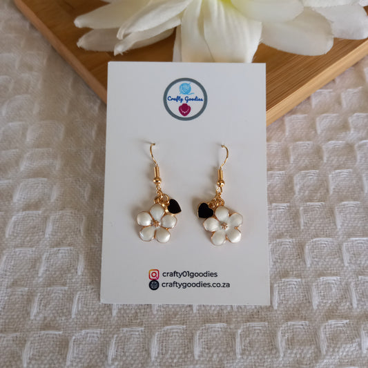 Flower & Heart Charms Earrings