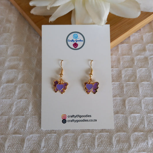 Butterfly & Heart Charms Earrings