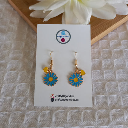 Flower & Heart Charms Earrings