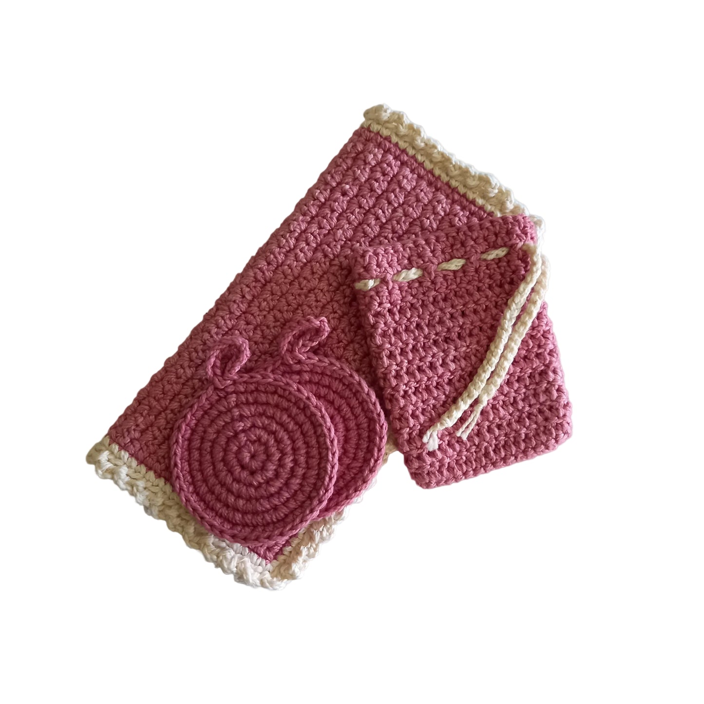 100% Eco-Cotton Bath Essentials Set - 4pcs, Eco-friendly, Reusable