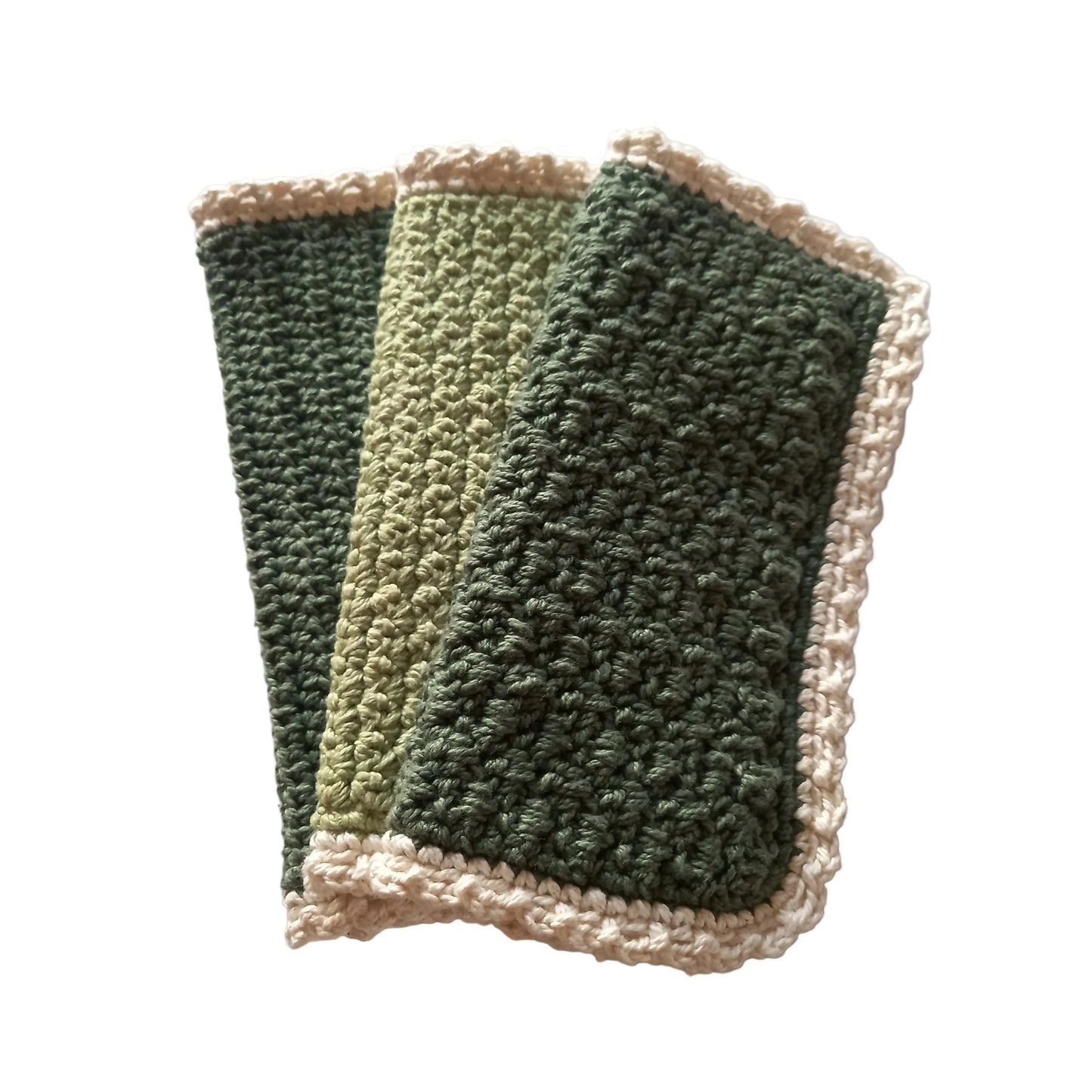 100% Eco-Cotton Washcloths Set - 2pcs, Green, Bath Linen, 23cm x 23cm